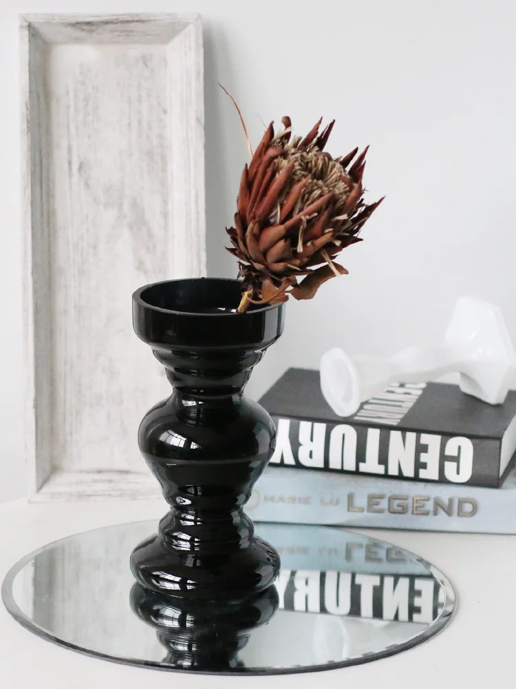 Nordic modern black glass vase for Flowers Flower Decoration for Home Office