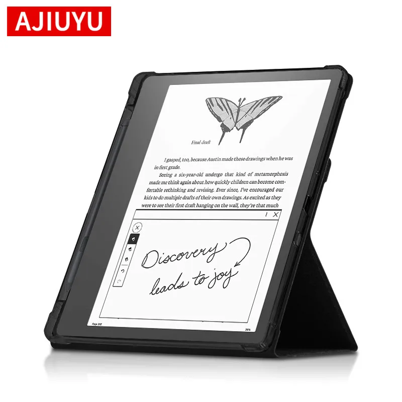 AJIUYU Case For Amazon Kindle Scribe 10.2 Inch Case with Pencil Holder Shockproof TPU Silicone Ebook Stand Cover Shell