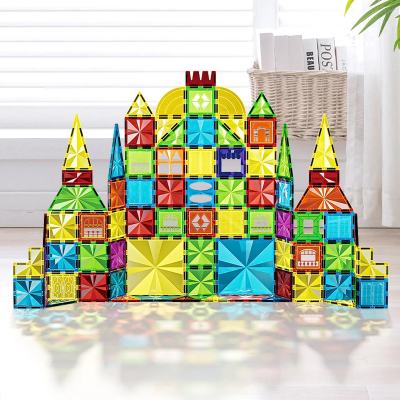3D Construction Magnet Building Block Sets Educational DIY Plastic Tiles ABS Magnetic Tiles for Kids Certified by ASTM EN71 CPC
