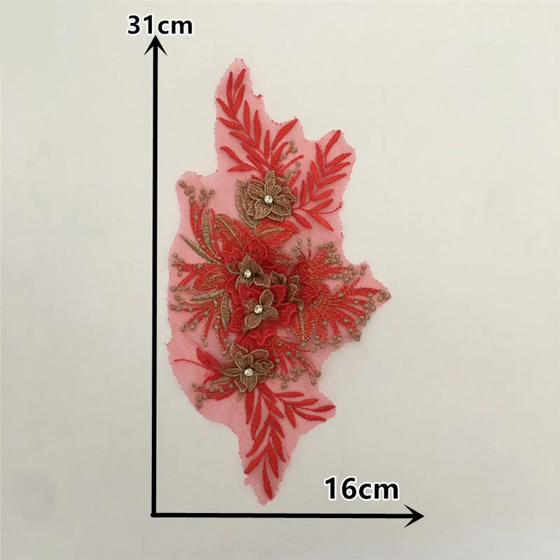 High Quality Rhinestone 3D Flower Embroidery DIY Mesh Lace Collar Sewing Decorative Clothing Accessories