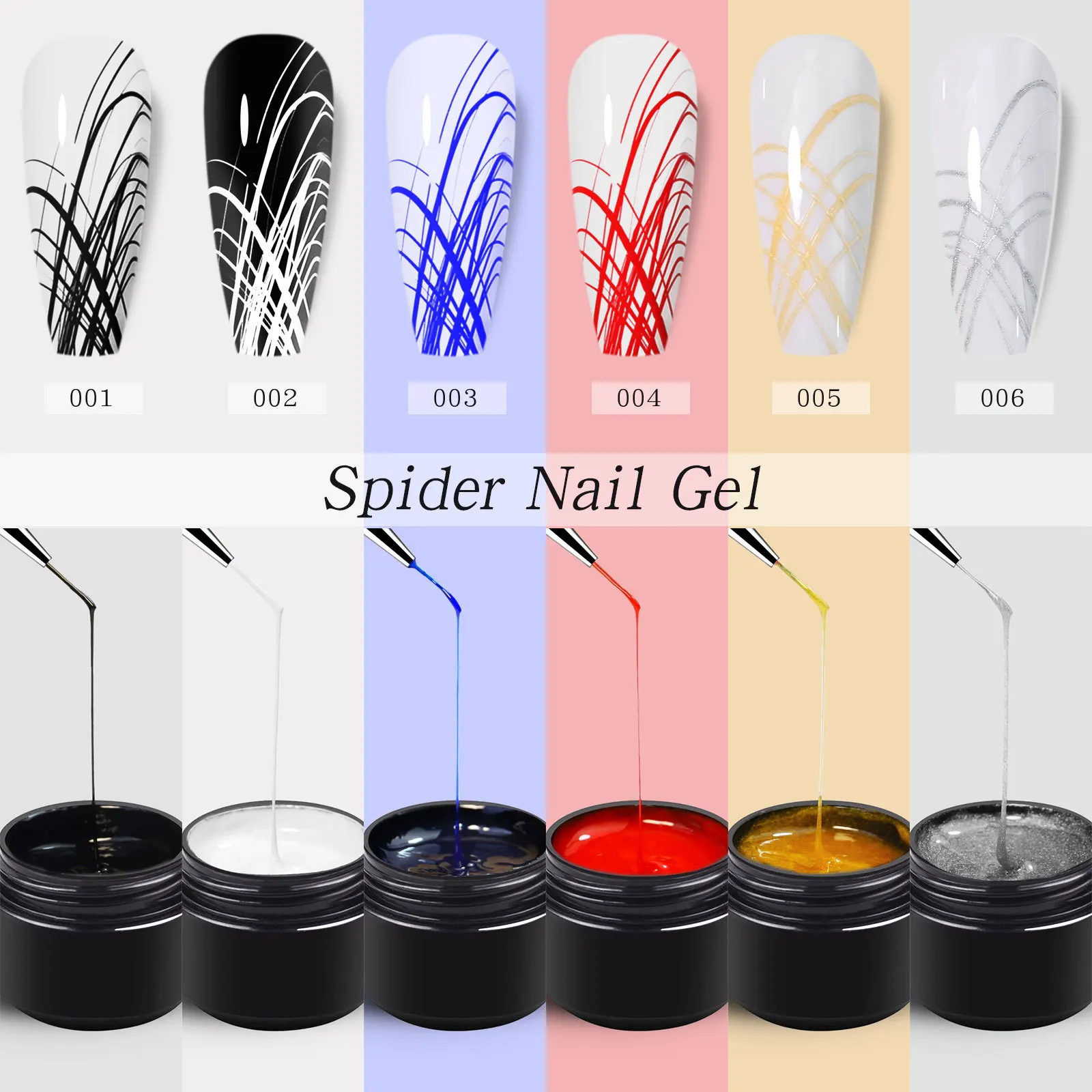 Neiss OEM Free Label Design Wire Drawing Uv Spider Gel for Line Elastic Nail Art Paint Drawing Spider Gel Liner Nail Art