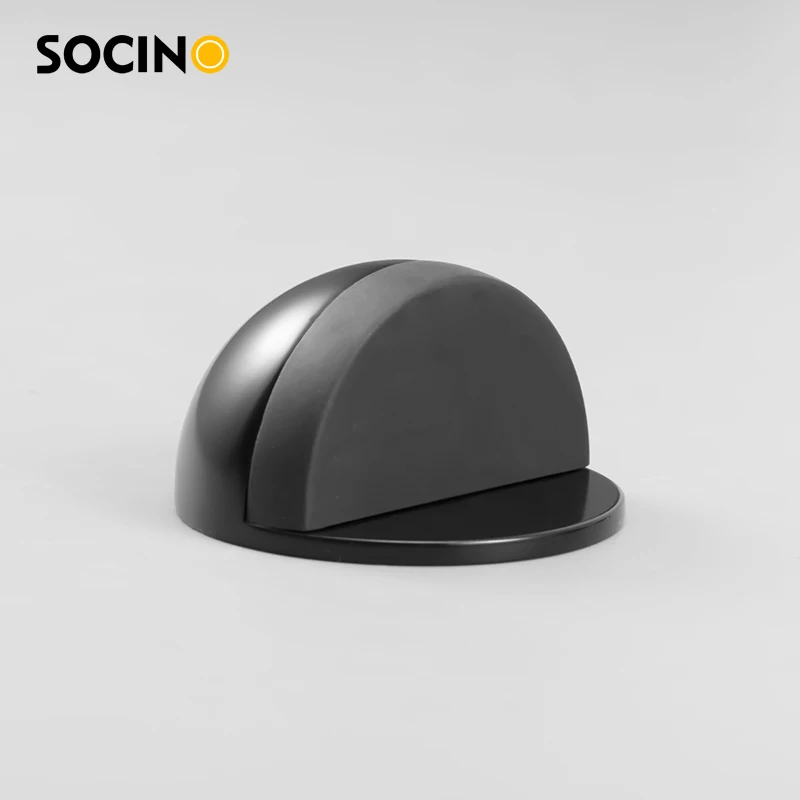 Anti-Collision Hotel Bathroom Doorstop 3M Adhesive Zinc Alloy Black Doorstop with Two Mounting Methods Screw & Glue Options