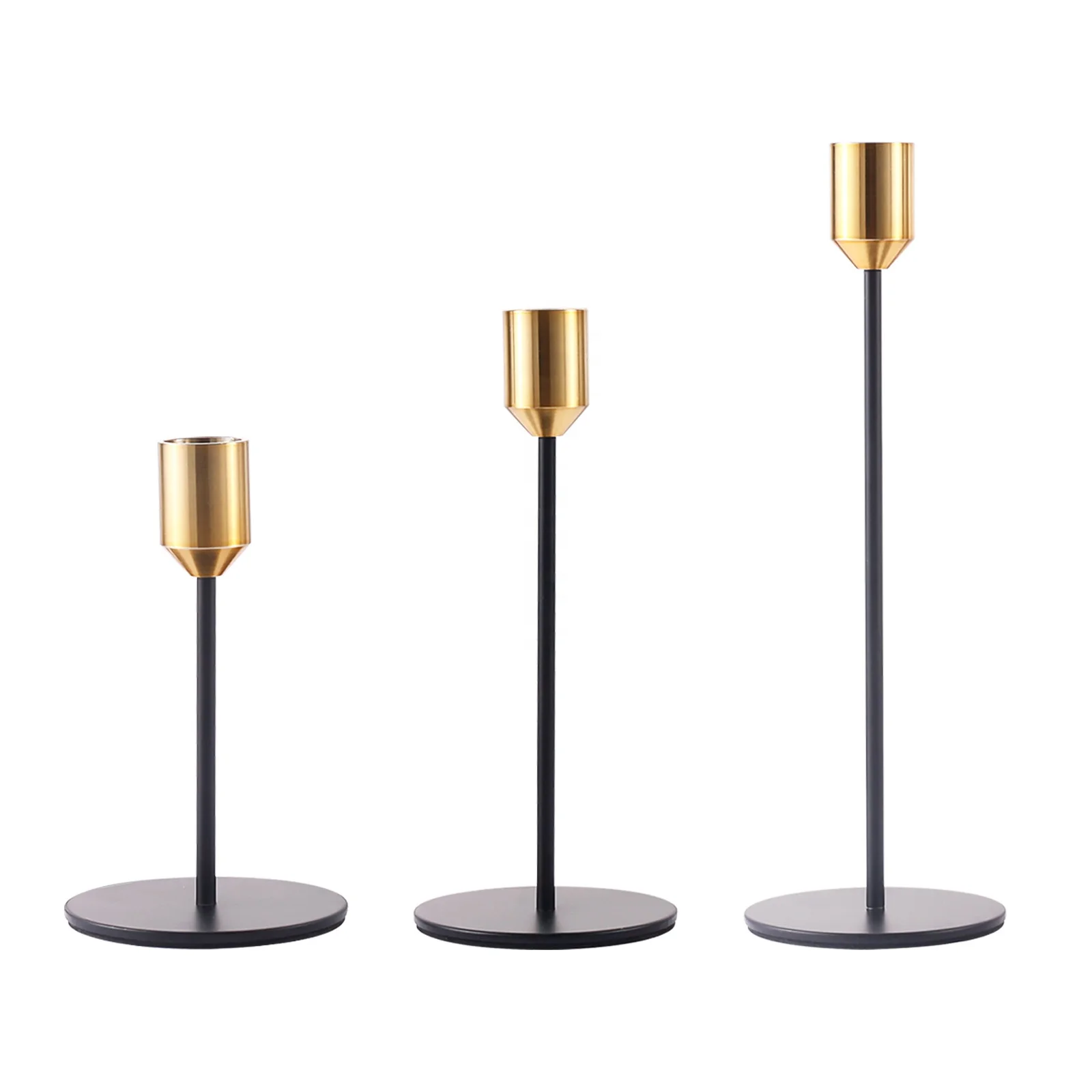 Long Stem Iron Candlesticks Candle Tealight Holders Black Gold Metal Holder Luxury Home Decoration Holiday