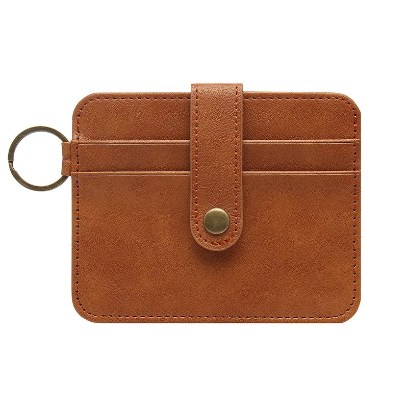 Vintage PU leather Multi-function Rfid Credit Card Holder ID Badge Holder With Key Ring
