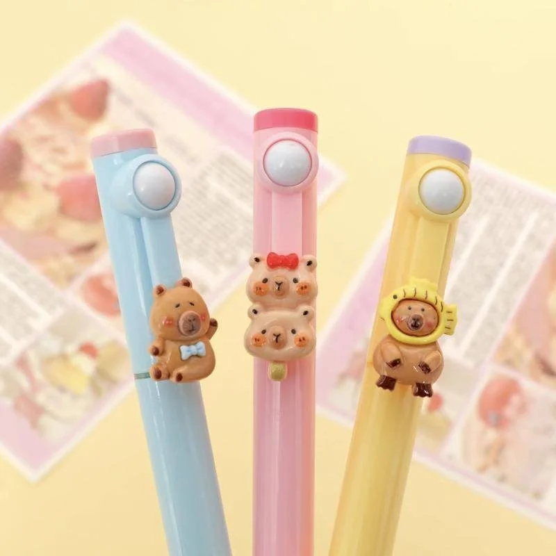 Capybara Highlighter Pen Set Kawaii Cartoon Art Fluorescent Markers Pens School Stationery Kids Gift