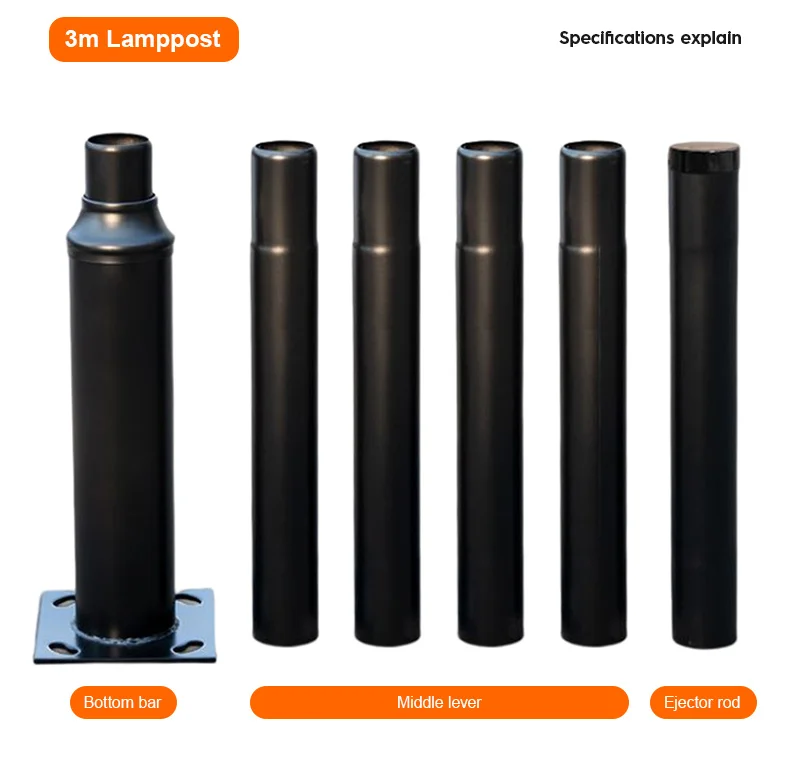 Outdoor Adjustable Light Pole Wholesale Price Good Quality Factory Directly Sale Modern Lamp Post Galvanized Steel Split Type