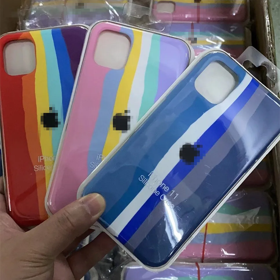 
Hot sale on Amazon 2021 new style rainbow silicone phone case 