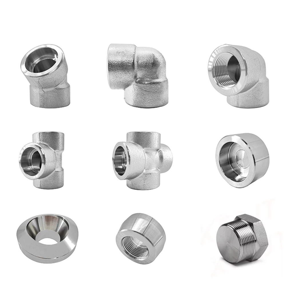 Forged Socket Pipe Fittings stainless steel elbow Tee Cross Cap Weldolet Thredolet Hex Head Plug