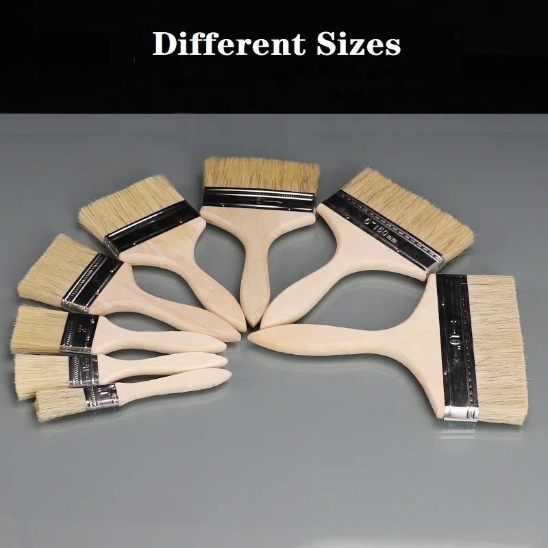 High Quality Non-shedding Bristle Paint Brush Industrial Handle Brush Painting 1-6 Inch Soft Use Dusting and Barbecue Painting