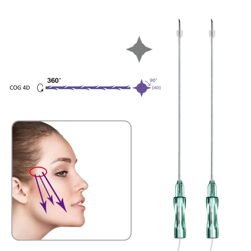 Korea Hilos Tensores Skin Care 23g 60mm Pdo 4d Cog Lifting Face Pdo Threads With Blunt L Cannula