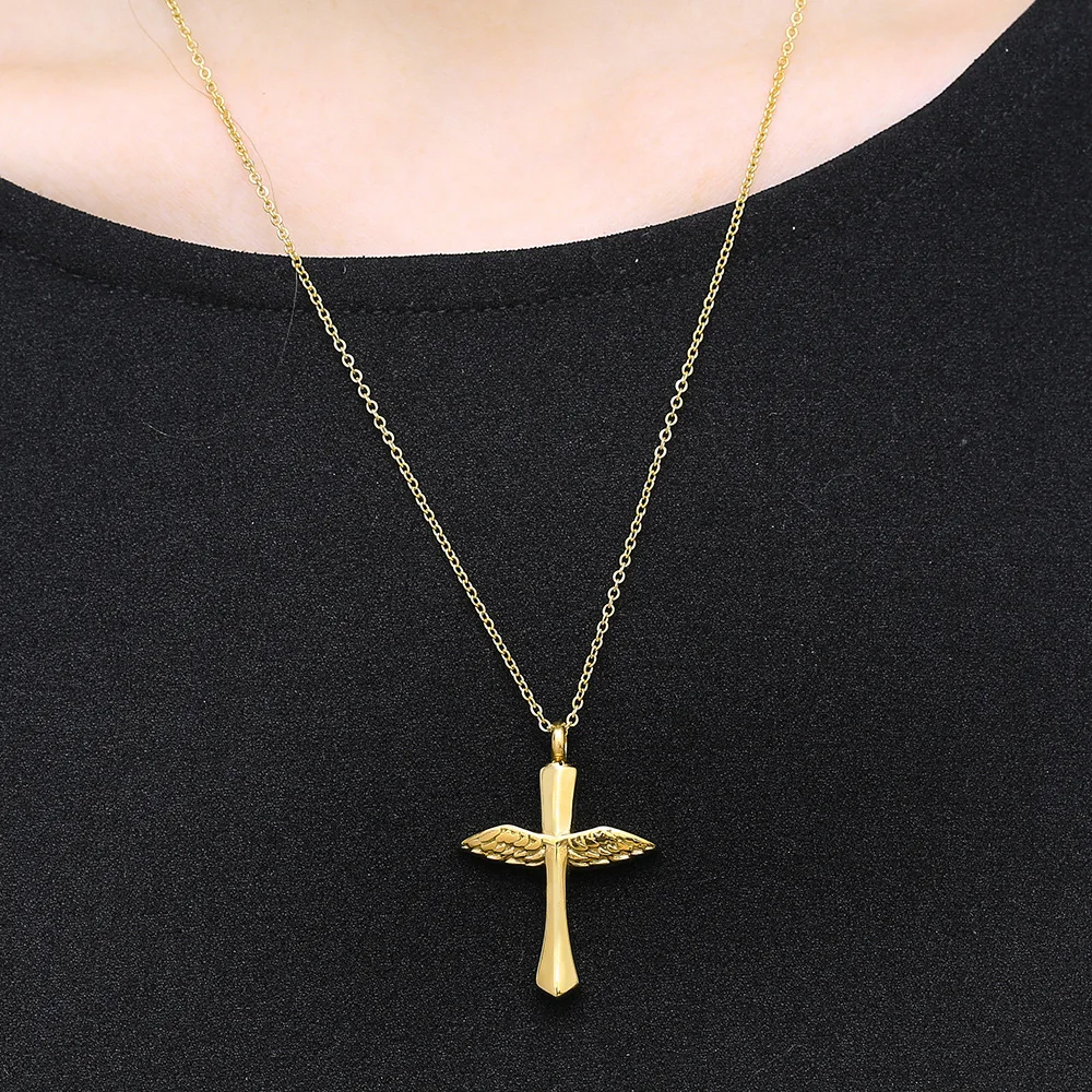 Commemorative Urn Pet Cremation Ashes Perfume Bottle Jewelry Series Cross Stitching Wings Necklace 1