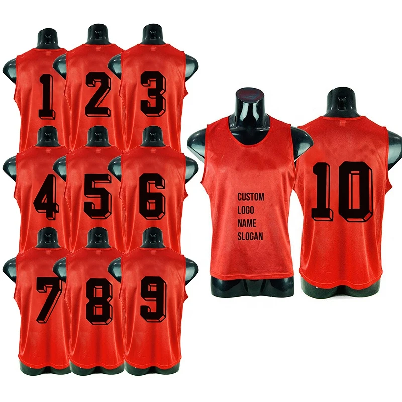 Wholesale Custom Pinnies High Quality numbered sports bibs Hot Team Soccer Training Bibs football vest