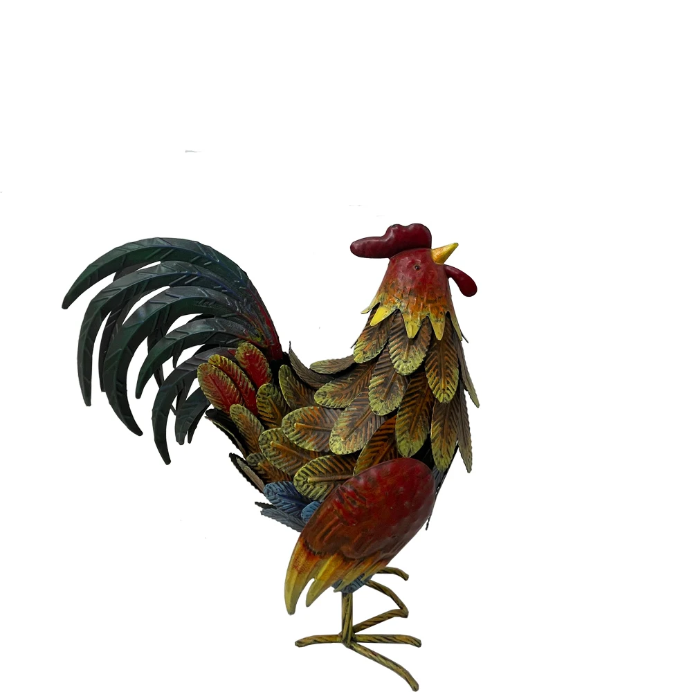 New design for 2022 multicolor outdoor poultry metal garden courtyard decorated with rooster statue garden stakes