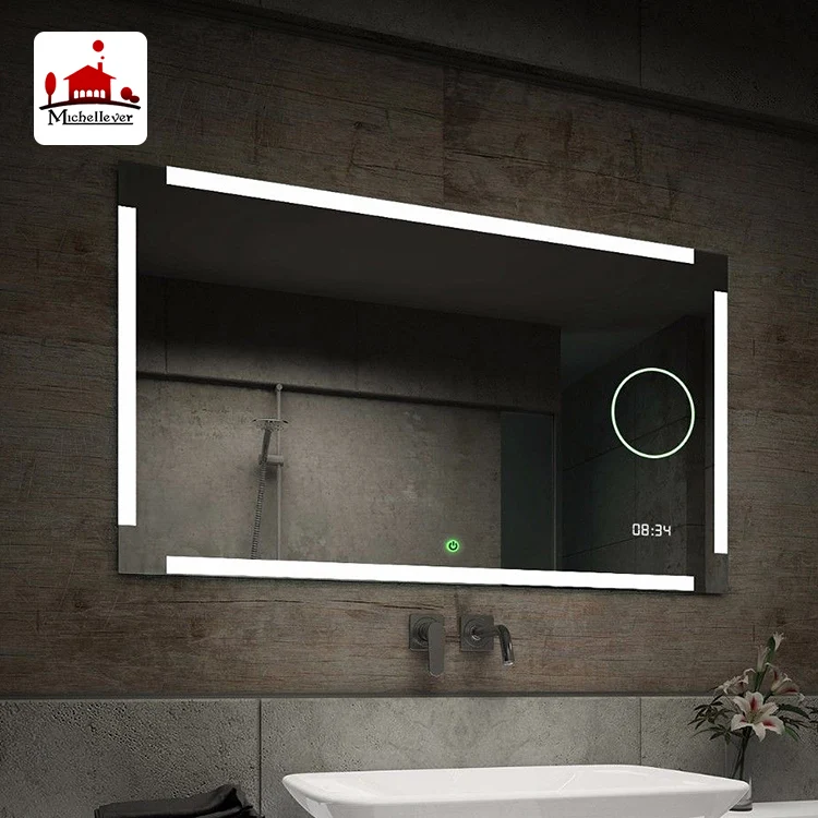 hotel bathroom wall-mounted magnifying mirror bathroom mirror with blue tooth standard bathroom mirror with led lights