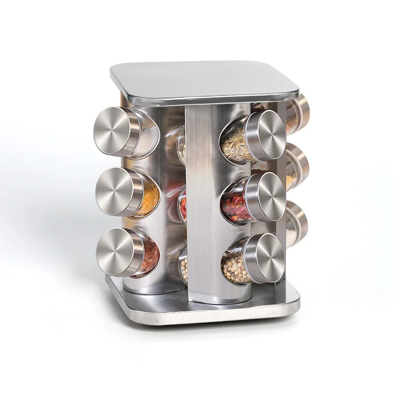 Kitchen Large Standing Cabinet Revolving Rotating Seasoning Tower 12/16/20  Jar Stainless Steel Spice Rack Organizer