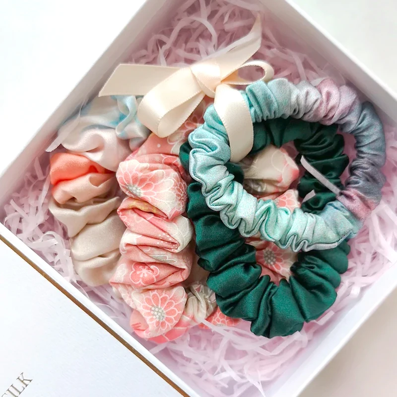 Hot Sale Wholesale Custom Mulberry Silk Hair Tie 1cm Real Silk With Custom Hair Scrunchies