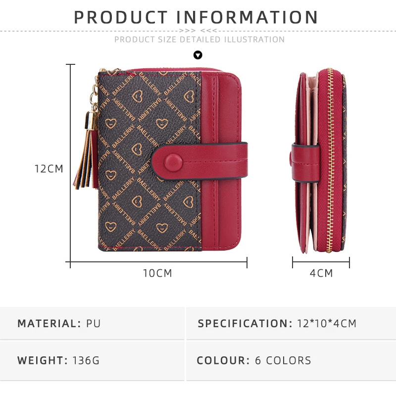 Wallet Women Luxury Famous Brand Pu Leather Printed Tassel KeyChains With Wallets Ladies Short Change Purse Wallet
