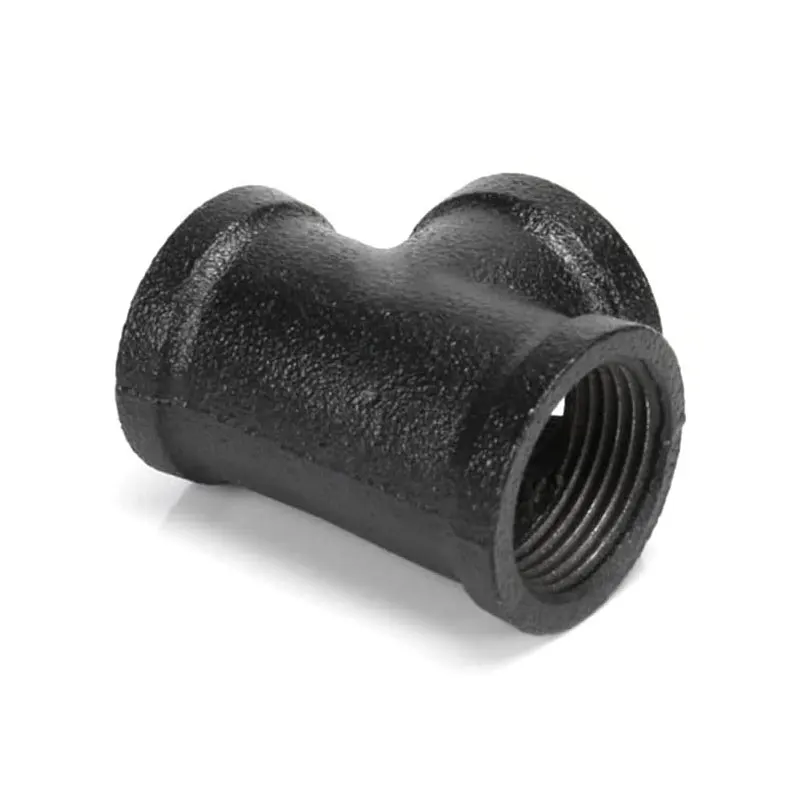 Black Metal Accessories Wall Mounted Rack Malleable Cast Iron Clamp Tee Pipe Fitting