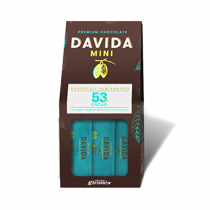 DAVIDA Wholesale Indulgent Semisweet Premium Mini Smooth Chocolate Bars 53% Cocoa Colombia Origin Colombian Cocoa