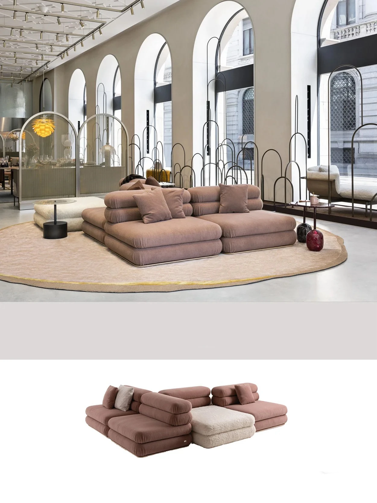 Italian light luxury modern designer fabric sofa Modern villa living room home splicing module combination sofa
