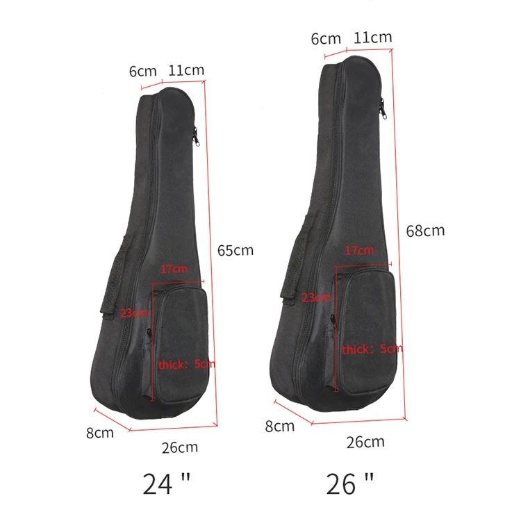 HEBIKUO High quality Waterproof 24/26inch manufactures bags ukuleles black ukulele bag case