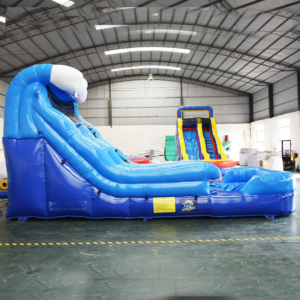 blue wave single slideway inflatable water slide for kids