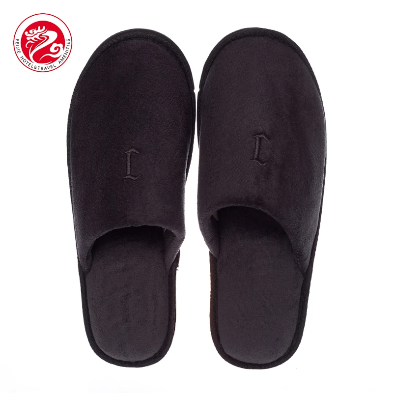 Reusable Washable Disposable black Hotel Slippers