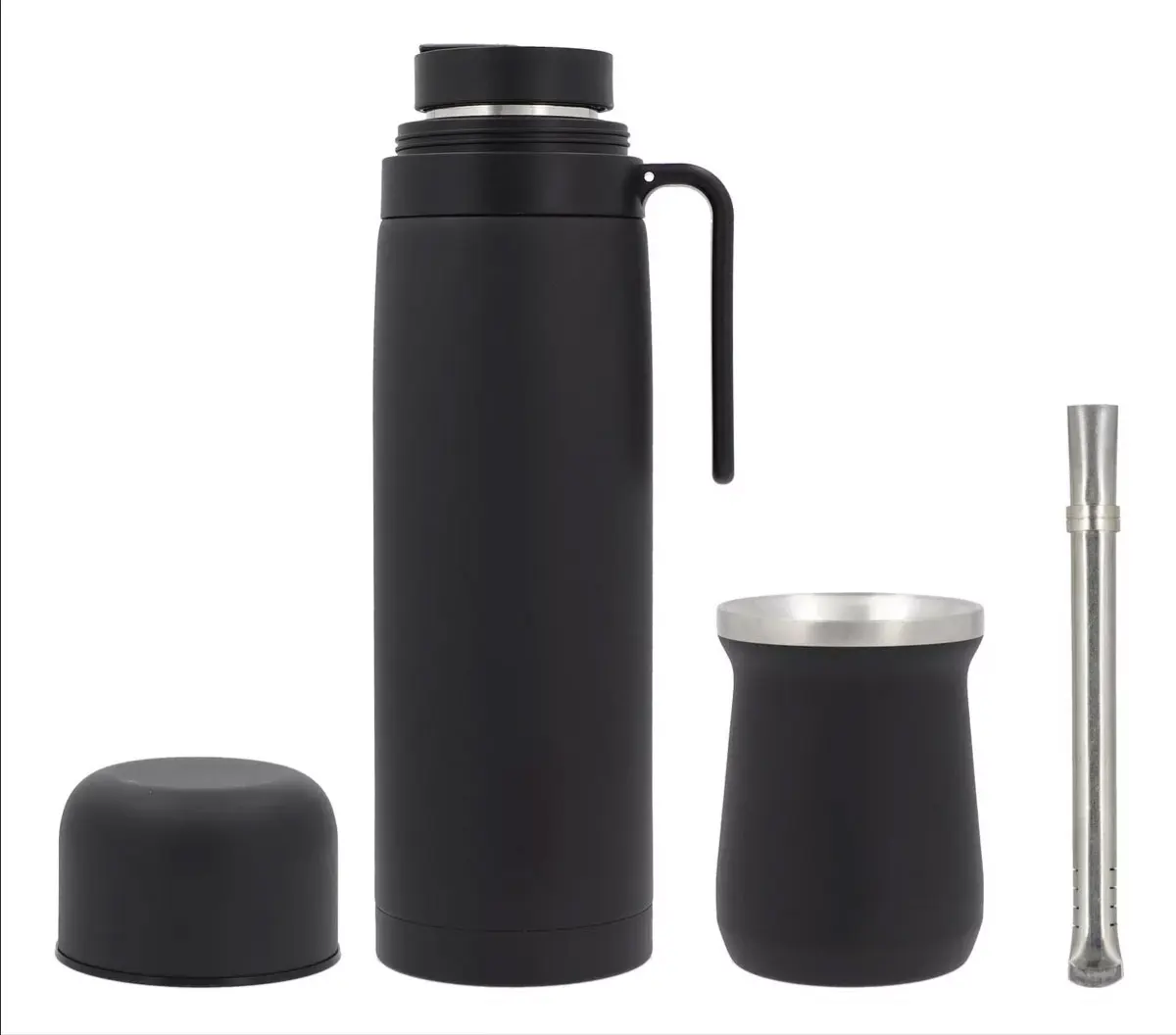 1 litro Yerba Mate Thermos Flask  Double Walled stainless steel thermo yerba mate cup  and bombilla set Complete Yerba Mate Kit