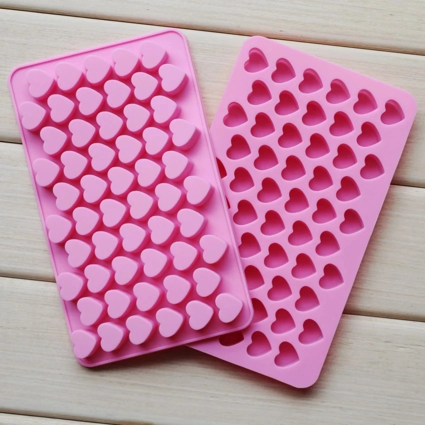55 Cavity Loving Heart Shape Silicone Decorating Craft Mold for Cake Cupcake Fondant Chocolate Jello Candy Biscuit and Soap Mold