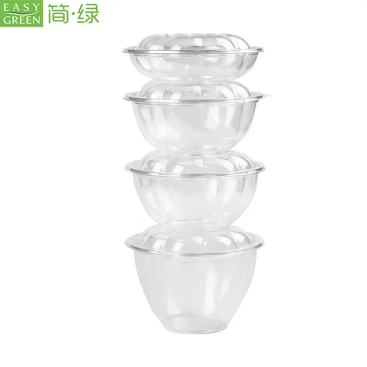 32oz salad to-go containers clear plastic disposable salad bowls with lids standard size