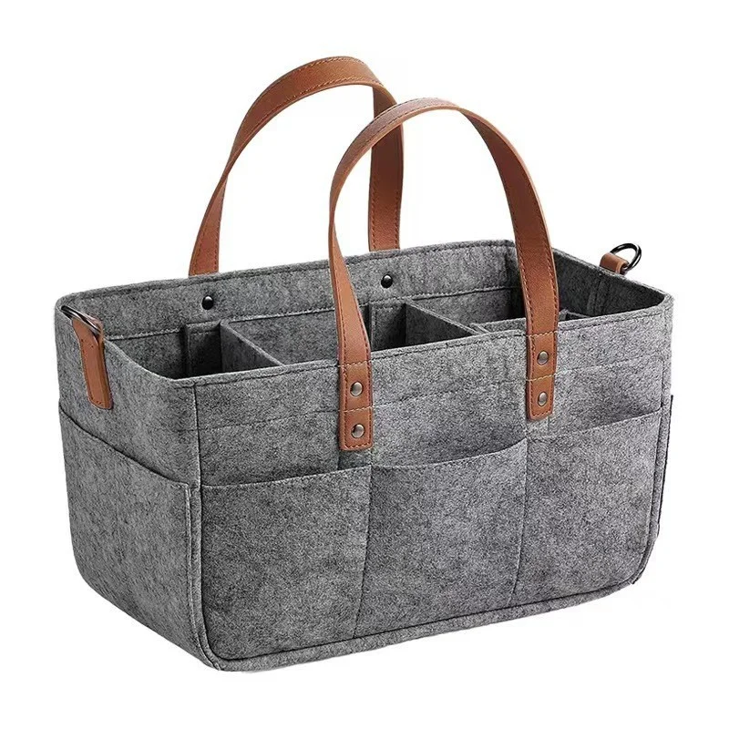 Newest Foldable Outdoor Handbag Felt Diaper caddy tote With the handle Cloth Bag detachable multifunction custom baby storage