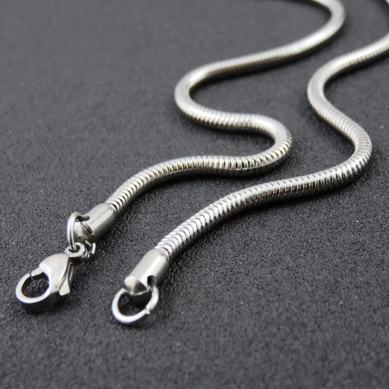 Классический 925 стерлингового серебра 3 мм Змея Кость цепи ожерелье и браслет шарма ювелирных изделий