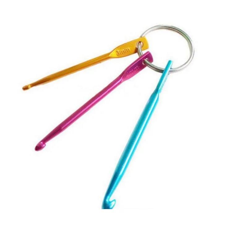 Crochet Hook Key Chain Aluminum Knit Needle Crochet Hook Needle Keychain Keyring