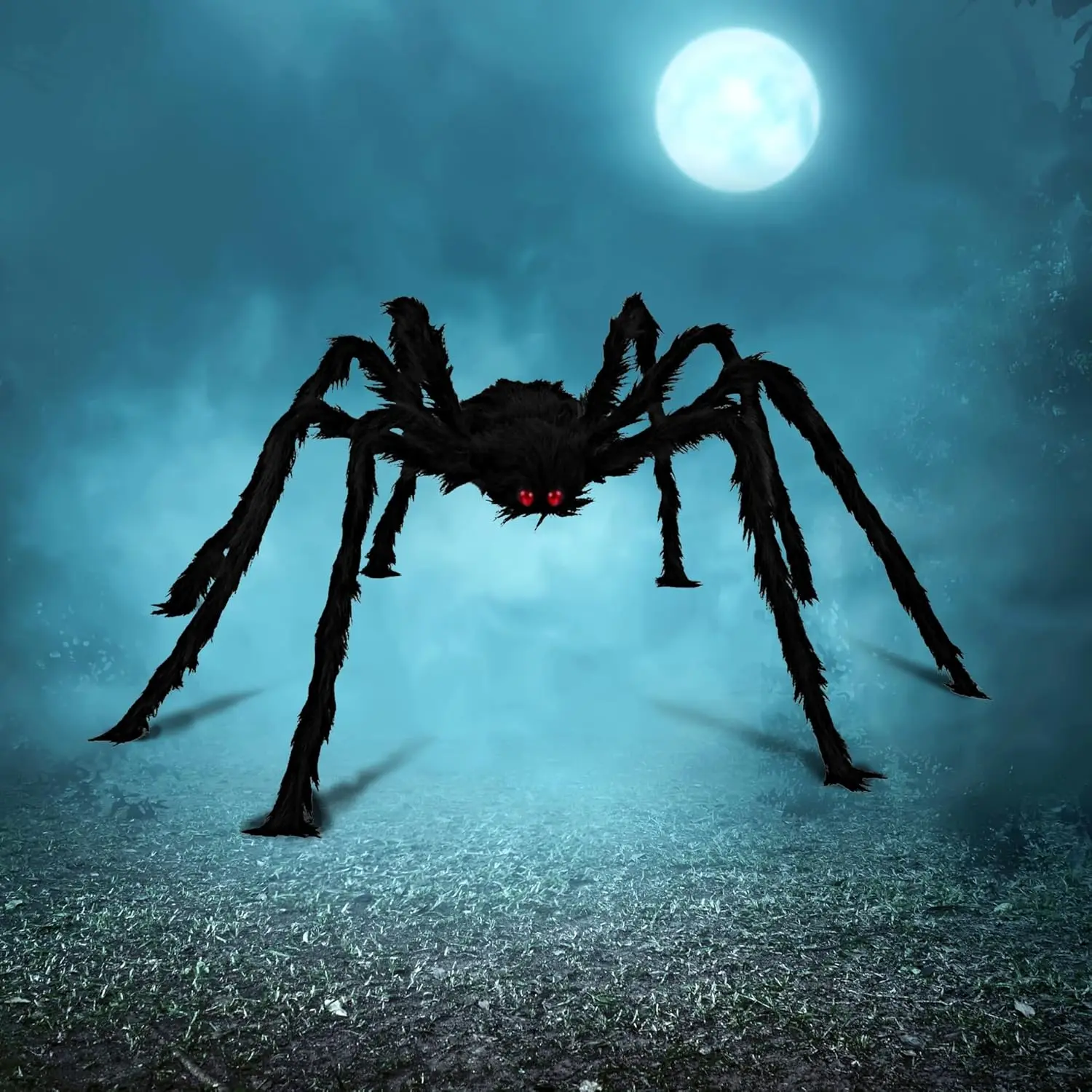 Halloween Outdoor Decorations Hairy Spider, Scary Giant Spider Fake Large Props for Yard Party Decor