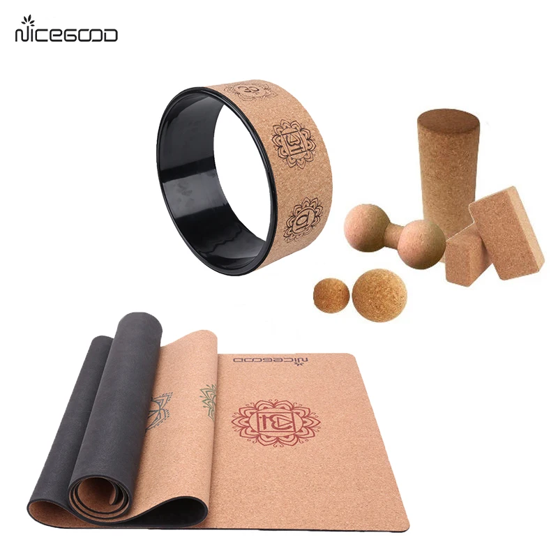 Custom Logo Eco Friendly Natural Fitness No Slip Custom Cork TPE Yoga Mat
