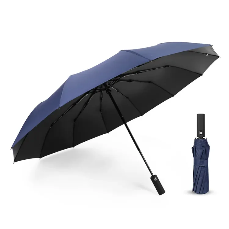 Custom Wholesale Small Lightweight Sturdy Steel Shaft Windproof Folding Automatic Umbrellas