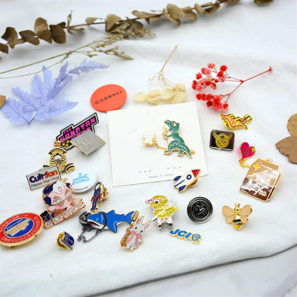 Custom  Logo  Manufacture Cheap Cute  Metal  Lapel Enamel Pin   Badge Hard   Custom Soft  Long Needle