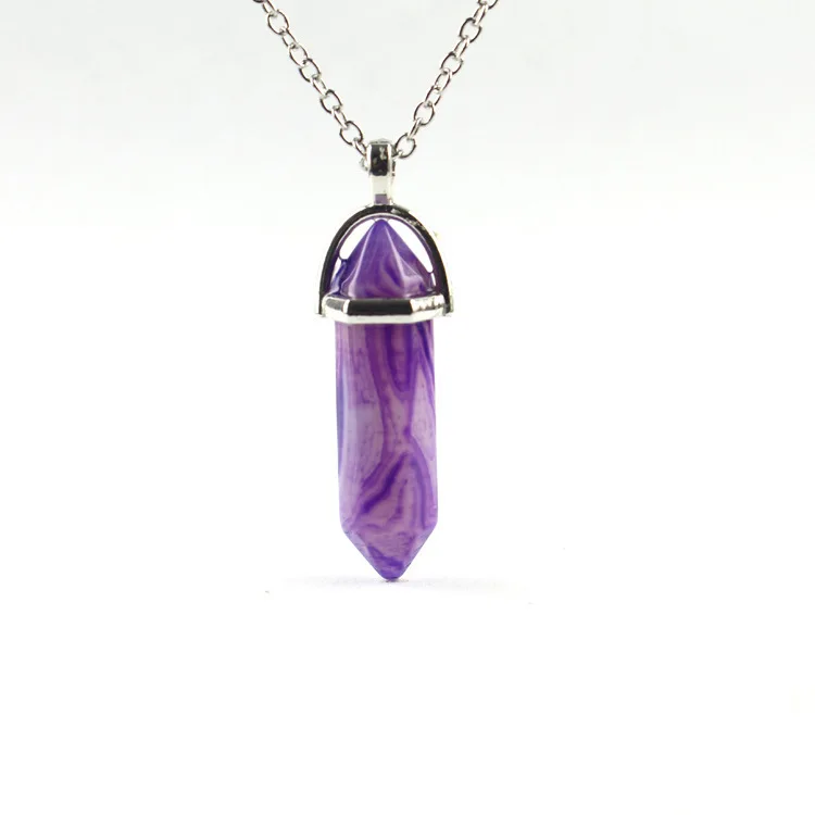 Natural Crystal Quartz Stone Hexagonal Column Pendant Spirit Pendulum Power Stone Natural Stone Necklace Bullet Pendant