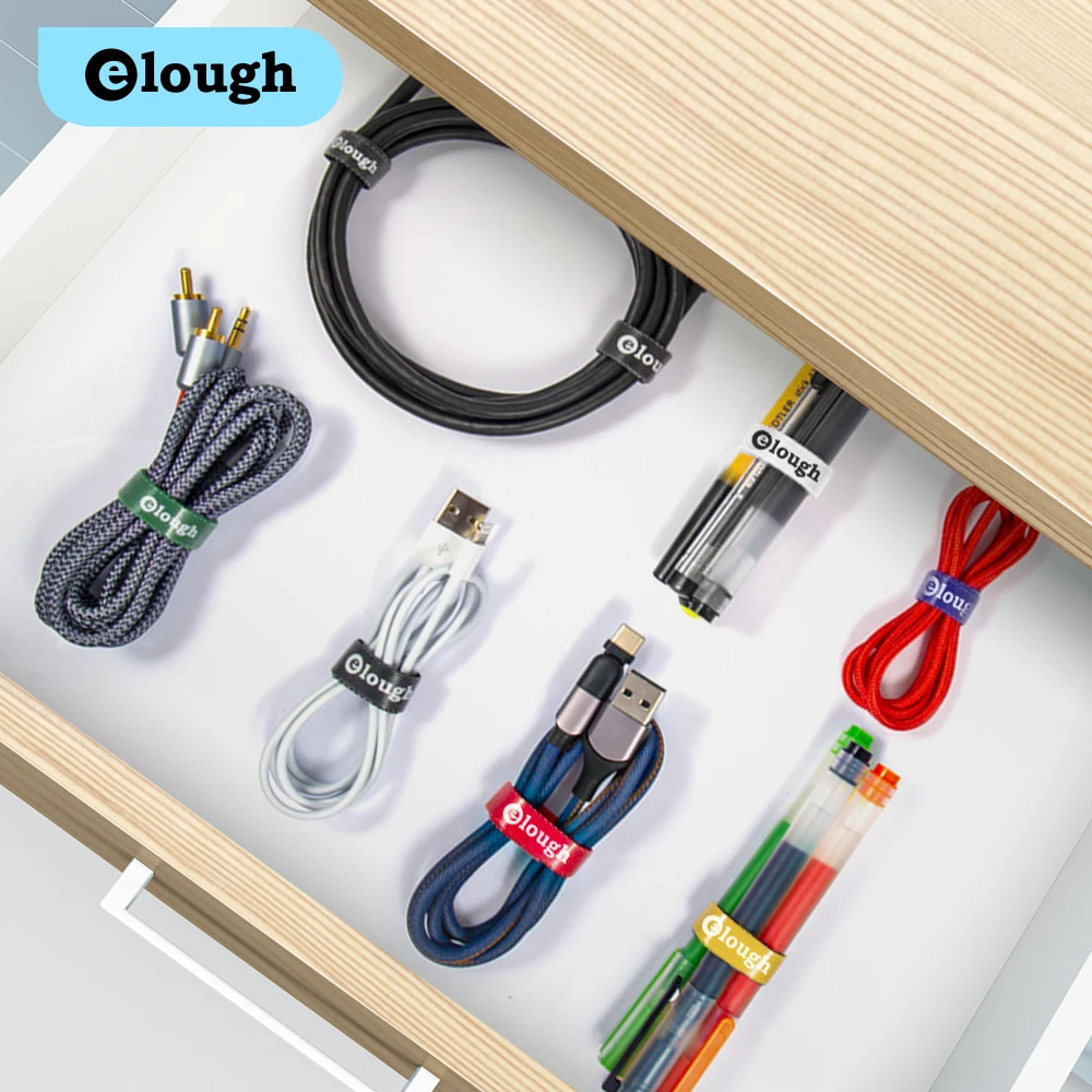 Tidy wire organizer re-sealable nylon cable tie adhesive hook and loop blue cable cord management