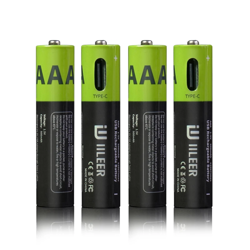 Factory Hot Sale AAA 666mWh 400mAh 1200 Cycles Rechargeable Li-ion Battery With Type C Port For Home