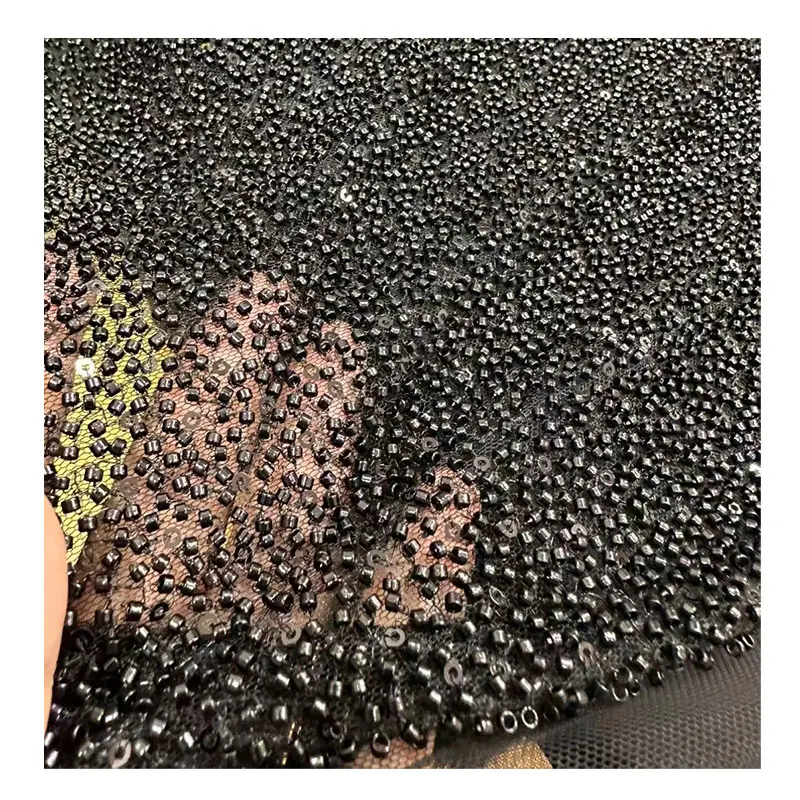 New Item Crystal Tulle Fabric African Embroidery Design With Pearls and Beads Wedding Dubai Lace