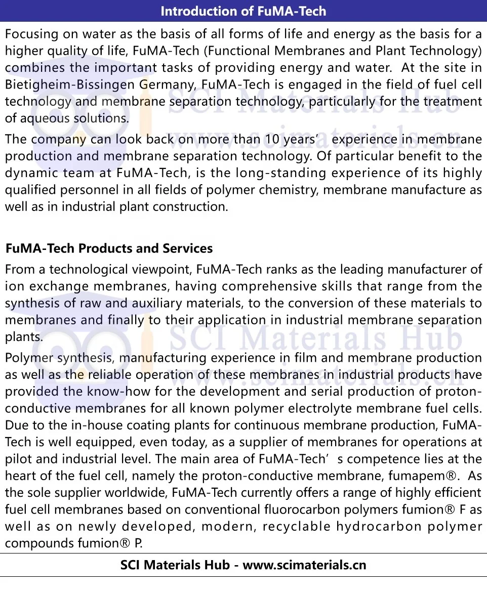 Fumasep FKL-PK-130 Cation Exchange Membrane for concentrating alkaline solutions, electrodialysis and electrodialysis