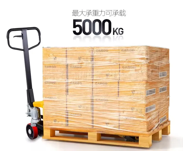 High quality factory direct sales 2 tons manual powered pallet truck scale steel super long mechanical forklift truck