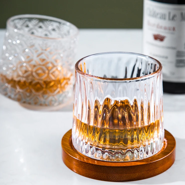 Wholesale Custom Creative Rotatable Decompression Wine Glass Coffee Cup Whiskey Homemade Glass Tumbler
