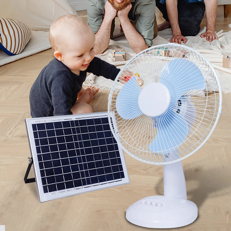 Energy Saving Cheap Home With Lithium Battery Plastic Standing Outdoor Air Cooler Remote Control Small Table Solar Desk Fan