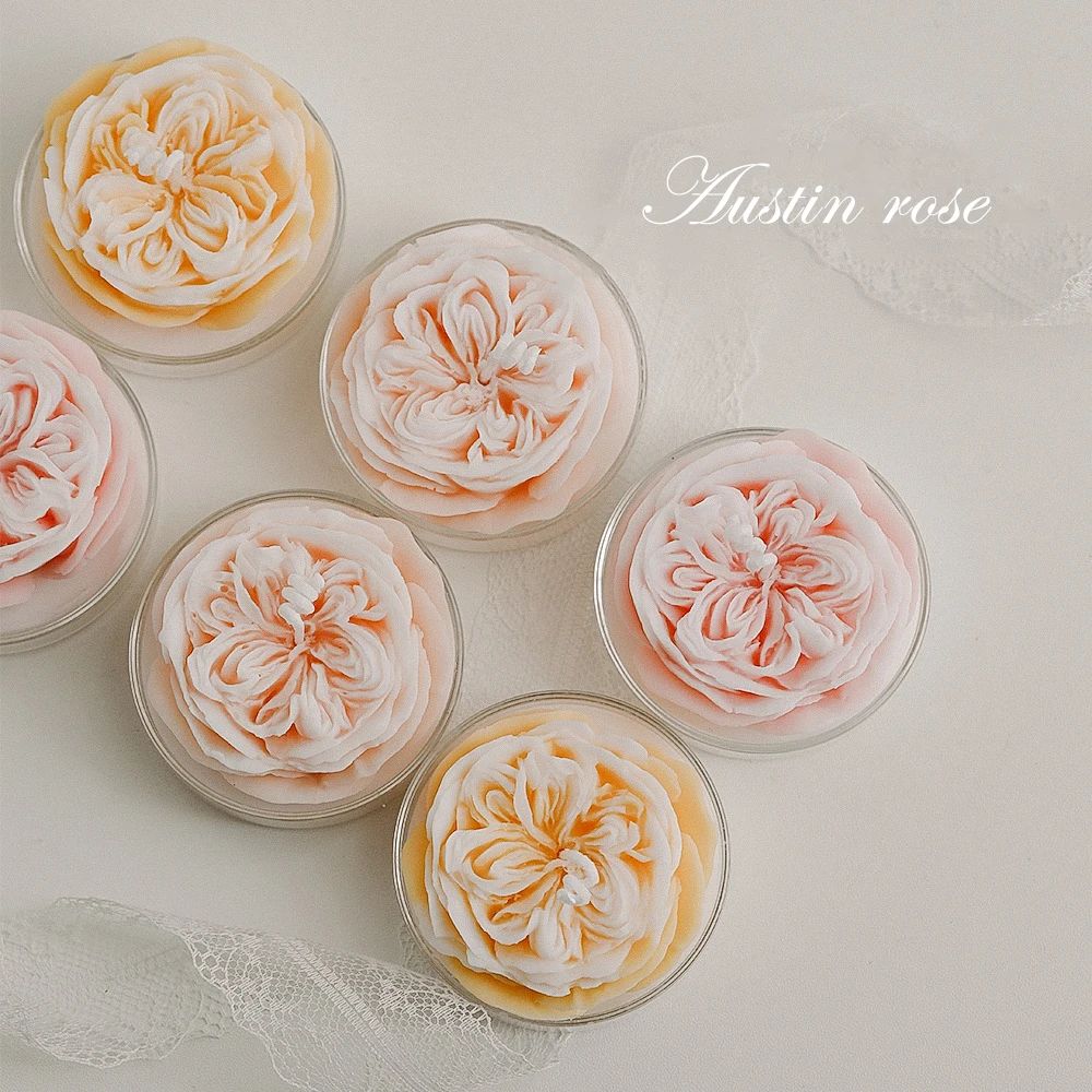 Wholesale Custom Logo Wedding Multi-color Scented Candles Soy Paraffin Wax Rose Shaped Aroma Candle Scented Candles