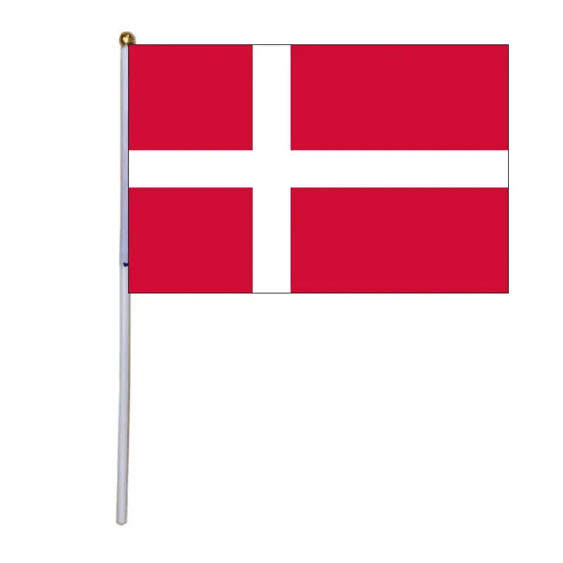 Huiyi Best Durable 14 * 21Cm Denmark Hand Flag Promotion Wholesale Small Hand Waving National Flag