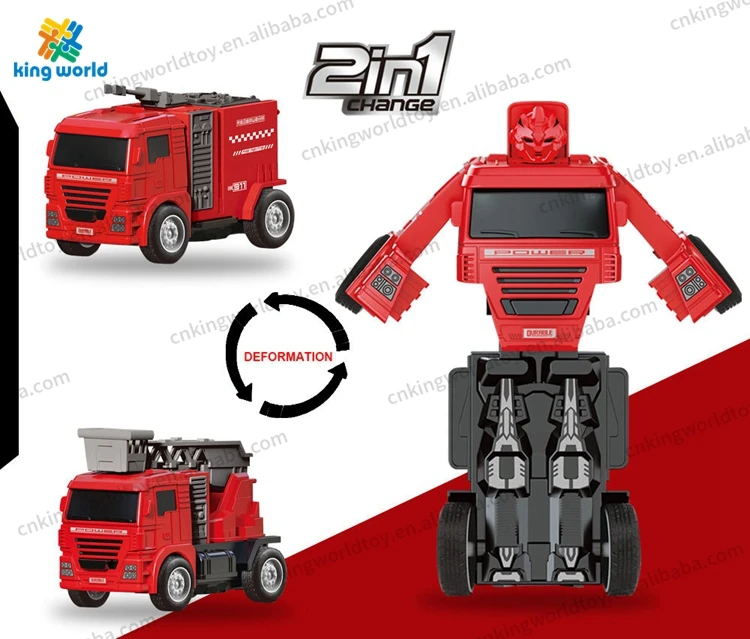 Hot Selling 2 in 1 Deformation Fire Truck And Robot With Inertia Wheel A Good Gift For Kids Indoor Activity