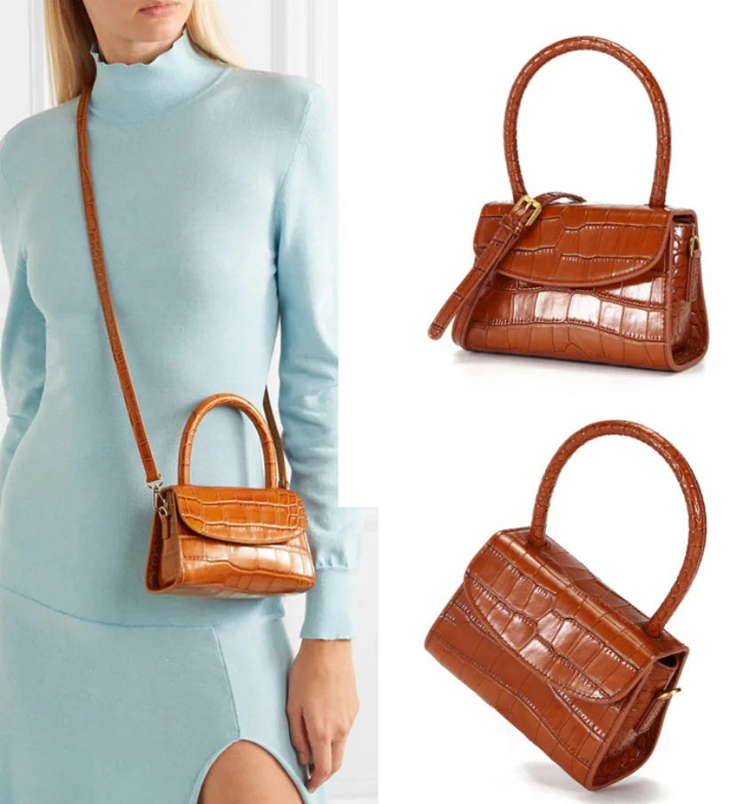 Crocodile Leather Cute Women Hand Bags Mini Clutch Bag High Fashion Crocodile  Evening Handbags