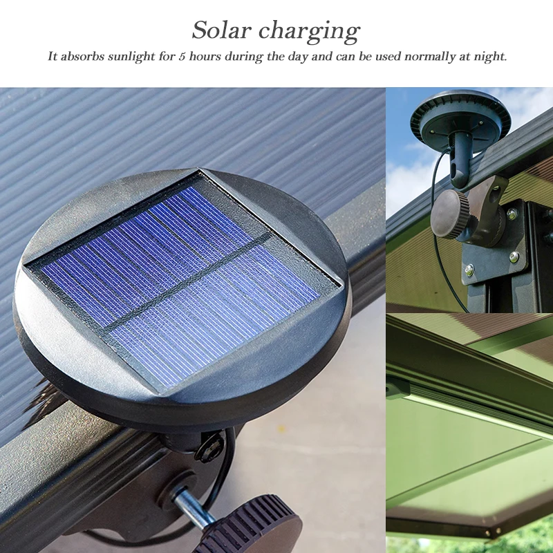 Hot Sale 3 Seats Garden Swing Set with Solar Energy Light Metal Balcony Canopy Patio Swing